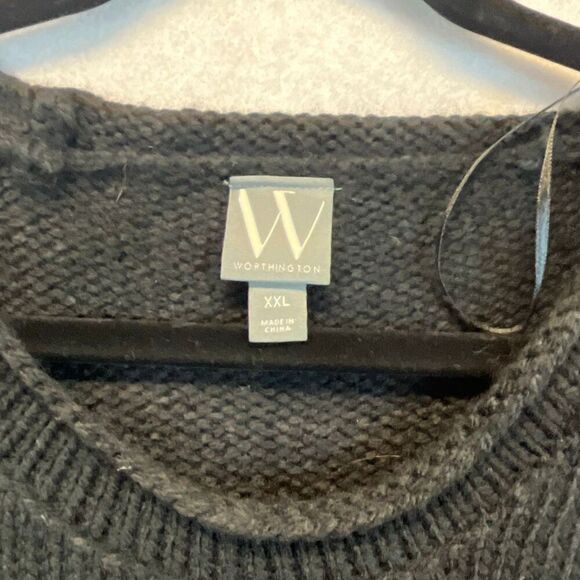 WORTHINGTON Womens Sweater XXL Crew Neck Long Sleeve Pullover Black NEW - Picture 6 of 15